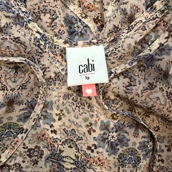 CABI Sheer Floral Boho Cottagecore Blouse Size L - Picture 3 of 4